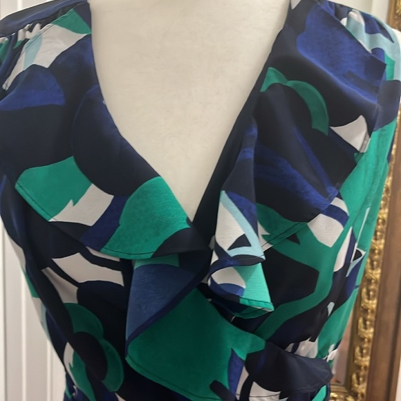Anna Taylor Elegant Blue and Green Patterned Dress size 2 - Picture 2 of 10